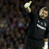 Rangers goalkeeper Andy Goram salutes the fans during a Legends friendy match against AC Milan at Ibrox in 2012.