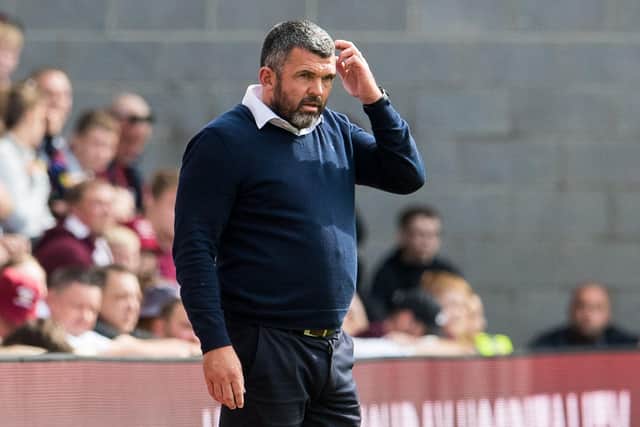 St Johnstone manager Callum Davidson cuts a frustrated figure during the 3-2 defeat to Hearts at Tynecastle. (Photo by Ross Parker / SNS Group)