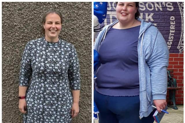Amy Keatings dropped from a size 28 to a size 14