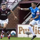 Hearts' Robert Snodgrass and Rangers' James Tavernier compete during the clubs' Premiership clash at Tynecastle. Photo by Alan Harvey / SNS Group