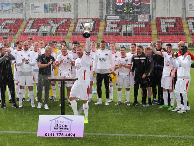 Clyde celebrate after beating Airdrie to retain the NL Broadwood Cup (pic: Craig Black Photography)