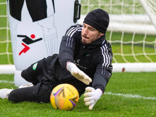 Vasilis Barkas during a Celtic training session at Lennoxtown back in October.