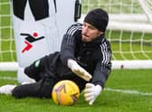 Vasilis Barkas during a Celtic training session at Lennoxtown back in October.
