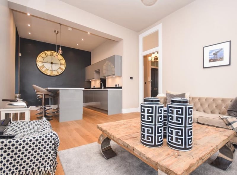 The living room/kitchen is open plan.