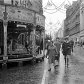 People doing Christmas shopping in a traffic-free Sauchiehall Street in December 1972.