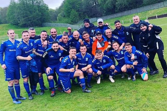Lesmahagow AFC squad celebrates reaching Scottish Amateur Cup semi-finals (Submitted pic)