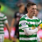 Celtic captain Callum McGregor during a Champions League qualifier between Celtic and FC Midtjylland at Celtic Park on July 20, 2021, in Glasgow, Scotland (Photo by Craig Williamson / SNS Group)