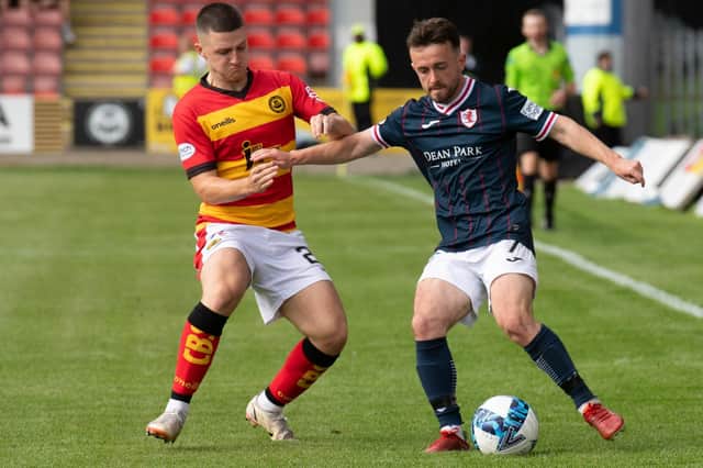 Partick Thistle's Aidan Fitzpatrick and Raith Rovers' Aidan Connolly in action during their teams' Scottish Championship at Firhill in Glasgow on Saturday (Photo by Mark Scates/SNS Group)