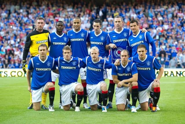 The Rangers team which started the Ibrox club's last Champions League qualifier agains Malmo in 2011. Back row from left: Allan McGregor, Maurice Edu, Madjid Bougherra, Lee Wallace, David Weir and Lee McCulloch. Front row from left: Sasa Papac, Stevn Davis, Steven Naismith, Steven Whittaker, and Nikica Jelavic. (Photo by Bill Murray/SNS Group).