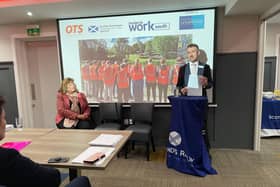 Fiona Hyslop, Cabinet Secretary for Transport and Liam Sumpter, Managing Director of Network Rail Scotland