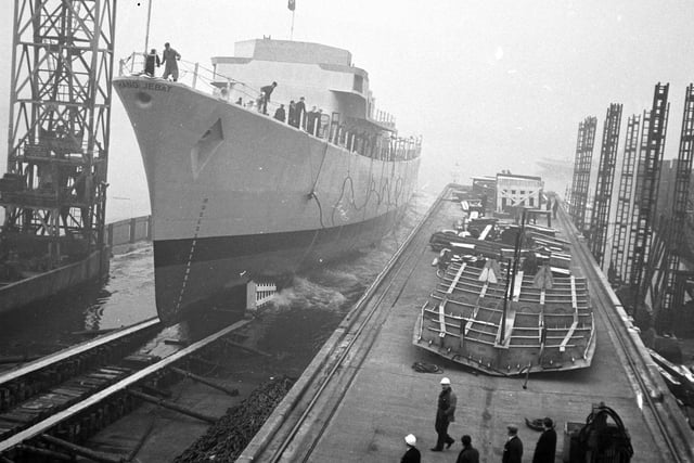 The Hang Jebat frigate launched at Yarrow's shipyard at Clydebank in December 1967