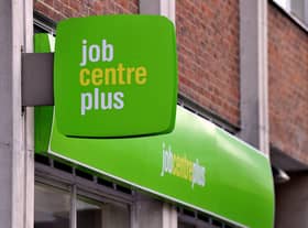 A view of the signs on the Jobcentre Plus office in Lisson Grove, north west London.