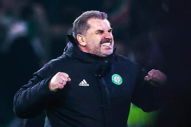 Celtic manager Ange Postecoglou reacts to the 3-0 win over Rangers. (Photo by Craig Williamson / SNS Group)