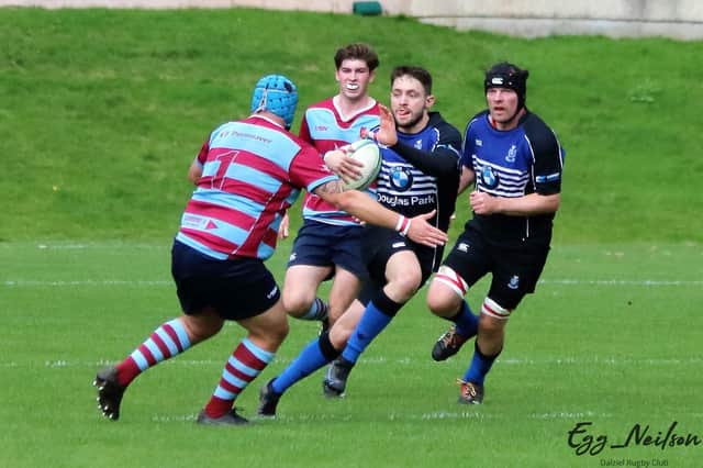 Action from Saturday's derby clash in Tennent's West Division 2 (Pic by Elaine Neilson)