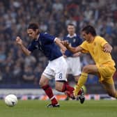 Graham Alexander playing for Scotland against Macedonia at Hampden in a World Cup qualifier in September 2009 (Pic by Robert Perry)