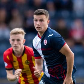 Dylan Tait in action for Raith Rovers during a cinch Championship match against Partick Thistle at Stark's Park