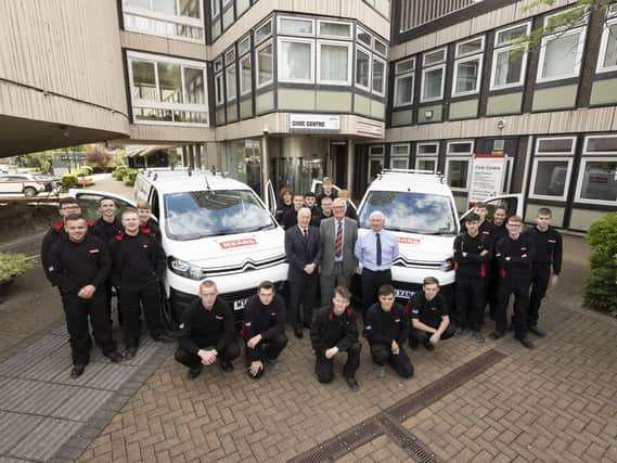 Pictured The Apprentices outside Motherwell Civic Centre with Graham Paterson MD Mears ,Cllr Jim Logue and Brian Lafferty Housing Property And Repairs 
Mears Group, in partnership with North Lanarkshire Council, is providing career opportunities to young people in the area and has taken on 20 new apprentices in 2022.
The successful applicants will get the chance to learn a range of trades and skills while also starting their careers with Mears. Mears has been employing apprentices in North Lanarkshire since 2011, and in that time has taken on more than 170 apprentices in the area.

The announcement of the new intake comes during Scottish Apprenticeship Week 2022 –hosted by Skills Development Scotland - when organisations across the country come together to share the value that apprenticeships bring not only to the individuals themselves but to employers and the wider Scottish economy.


Mark F Gibson / Gibson Digital 
infogibsondigital@gmail.co.uk
www.gibsondigital.co.uk

All images © Gibson Digital 2022. 