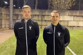 Simon Eeles (right) and his Lanark United co-boss Andy Soutar are looking forward to Saturday's visit of Pollok