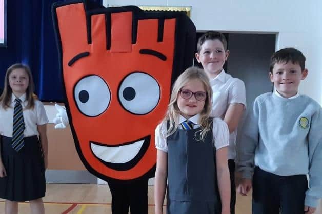 Pupils were joined by Living Streets mascot Strider at a celebration assembly to launch a new year of WOW – the walk to school challenge from Living Streets Scotland.