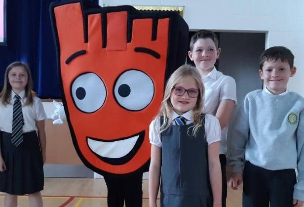 Pupils were joined by Living Streets mascot Strider at a celebration assembly to launch a new year of WOW – the walk to school challenge from Living Streets Scotland.