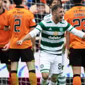 Josip Juranovic makes it 6-0 for Celtic in the 55th minute. (Photo by Craig Williamson / SNS Group)