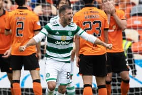 Josip Juranovic makes it 6-0 for Celtic in the 55th minute. (Photo by Craig Williamson / SNS Group)