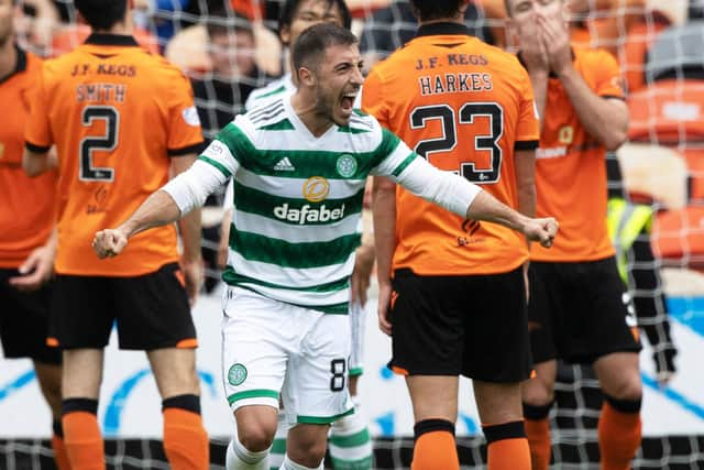 Josip Juranovic makes it 6-0 for Celtic in the 55th minute. (Photo by Craig Williamson / SNS Group)