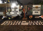 Extinction Rebellion has blocked the front entrance to the Home Office building in Glasgow. 
