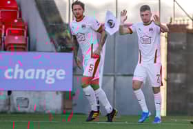 Lewis Jamieson, right, celebrating after scoring for Clyde against East Fife (Photo: Craig Black Photography)