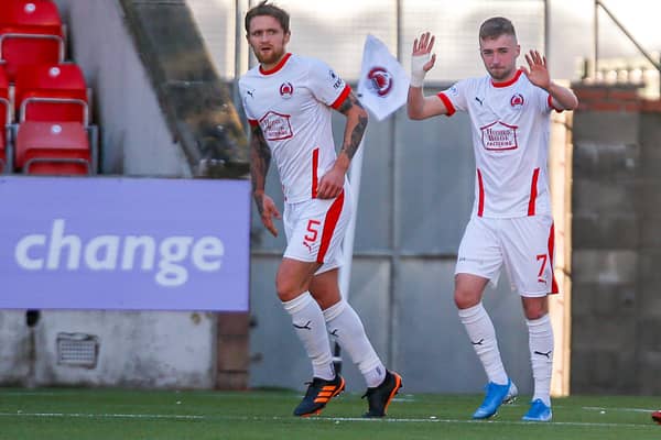 Lewis Jamieson, right, celebrating after scoring for Clyde against East Fife (Photo: Craig Black Photography)