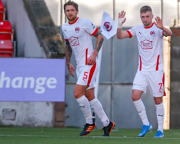 Lewis Jamieson, right, celebrating after scoring for Clyde against East Fife (Photo: Craig Black Photography)