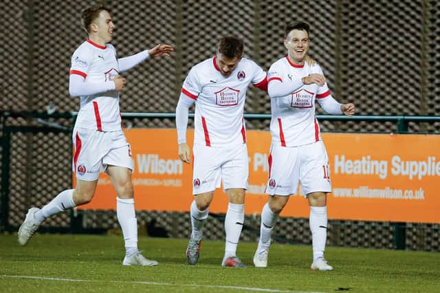 Celebrations for Clyde after Ross Cunningham's clincher against East Fife (pic: Craig Black Photography)