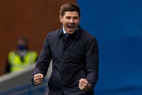 Rangers manager Steven Gerrard was in ebullient mood after the full-time whistle of his team's 2-1 win over Hibernian at Ibrox on Sunday. (Photo by Craig Williamson / SNS Group)