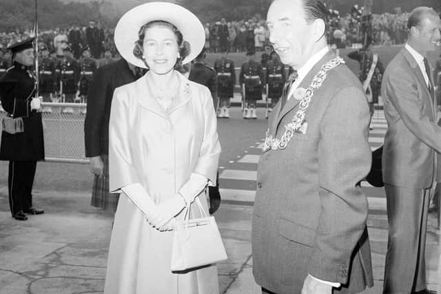 The Queen arrives in Glasgow for a visit in September 1964.