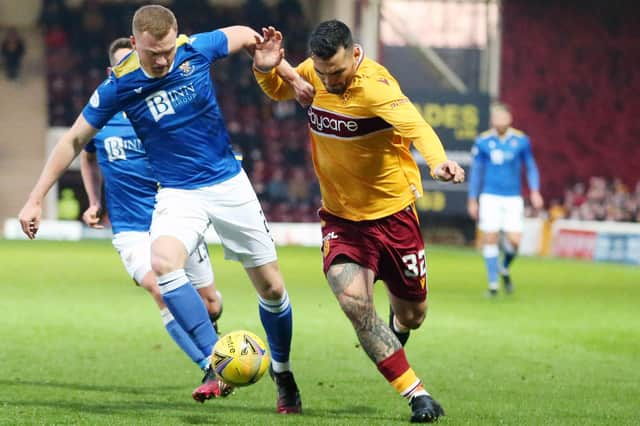 Tony Watt - now of Dundee United - playing earlier this season for Motherwell against St Johnstone, who have been found to have the most loyal players in survey (Pic by Ian McFadyen)