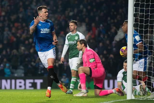 Ryan Jack equalised for Rangers during Thursday's victory against Hibs in the cinch Premiership.