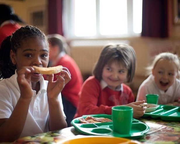 Children having breakfast