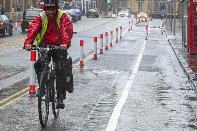Temporary cycle lanes have been created in Glasgow. 
