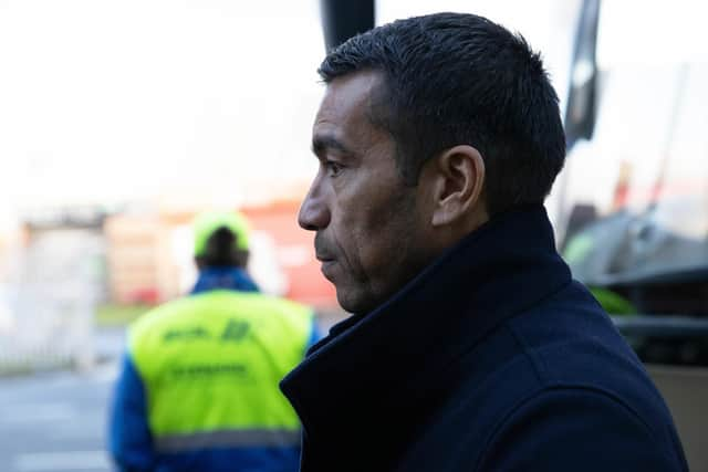 Rangers manager Giovanni van Bronckhorst leaves the SMiSA Stadium after the 1-1 draw with St Mirren.