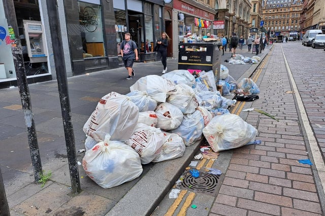 Bags of trash on Gordon Street.