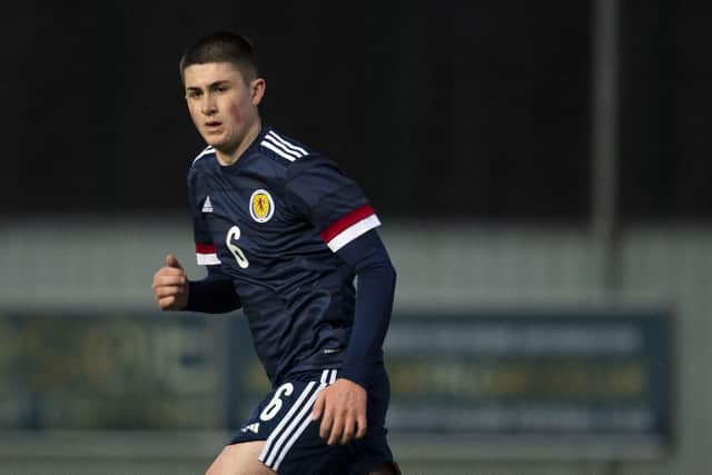 Motherwell youngster Bailey Rice, pictured in action for Scotland U17s, is wanted by Celtic and Rangers.  (Photo by Craig Foy / SNS Group)