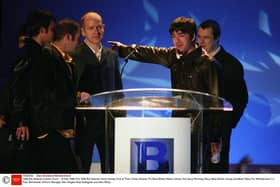 Alan McGee, at the 1996 Brit Awards as Oasis accept one of three awards. Picture: Alan Davidson/Shutterstock