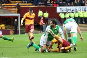 Ross Maciver in action for 'Well against Hibs last season
