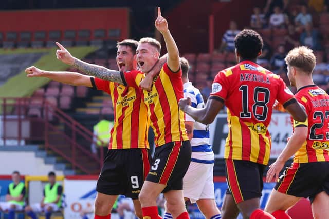 Partick Thistle's Kevin Holt celebrates his opener in the 3-0 win over Morton at Firhill (Photo by Alan Harvey / SNS Group)