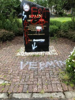 Vandalised memorial