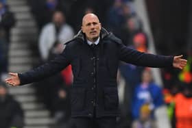 Rangers' Belgian manager Philippe Clement gestures on the touchline during the 1-1 draw against Aris.