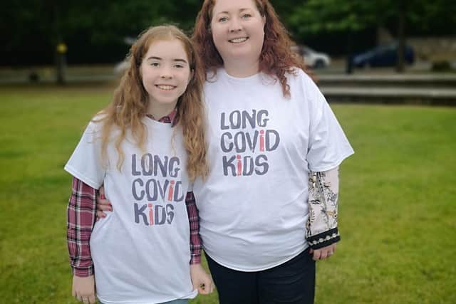 Tracy McMullen and daughter Eva, whose brother Jonathan is bedbound with long covid