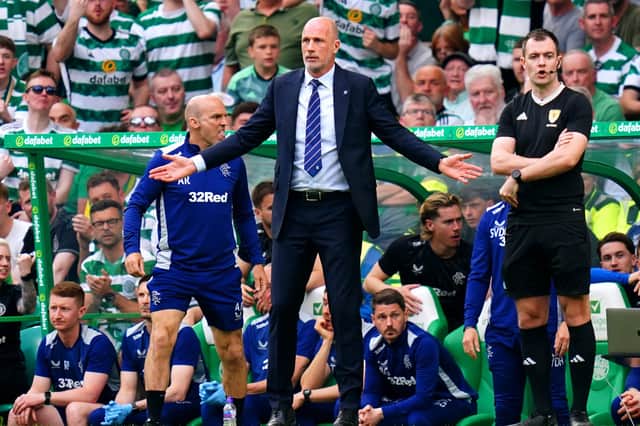 Rangers manager Philippe Clement gestures on the touchline during the cinch Premiership match at Celtic park, Glasgow. PIC: Jane Barlow/PA Wire.