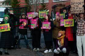 Striking teachers in Scotland - with teachers in England set to follow suit. (Photo by Jeff J Mitchell/Getty Images)