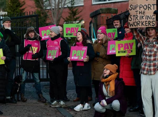 Striking teachers in Scotland - with teachers in England set to follow suit. (Photo by Jeff J Mitchell/Getty Images)